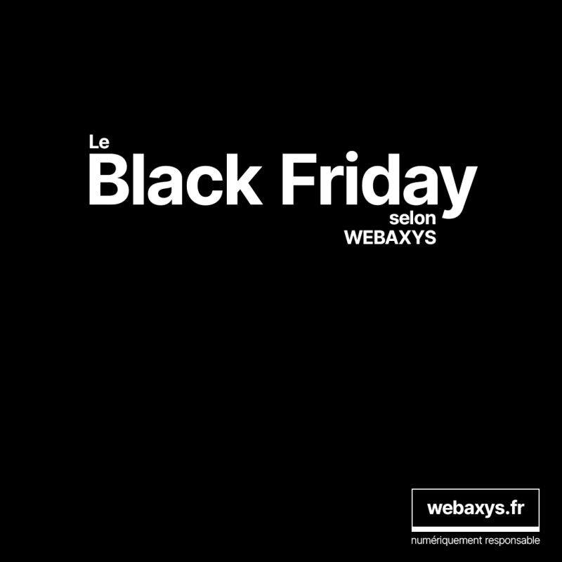 Illustration noire avec écrit en blanc Black Friday selon Webaxys